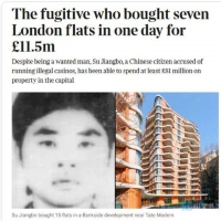 中国涉赌通缉犯伦敦狂扫85套房，资产全数被冻结