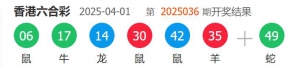 香港六合彩 2025-04-1 第 2025036期开奖结果