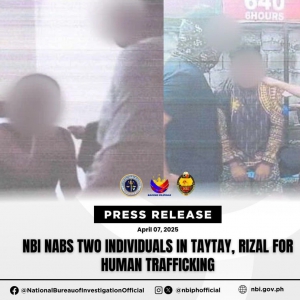 NBI在黎刹省Taytay镇开展双线打击人口贩运行动，逮捕2人、成功解救14名受害者 ...