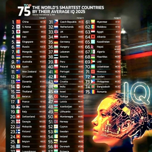 2025全球智商排名  中国位居全球第一，菲律宾排名第73位